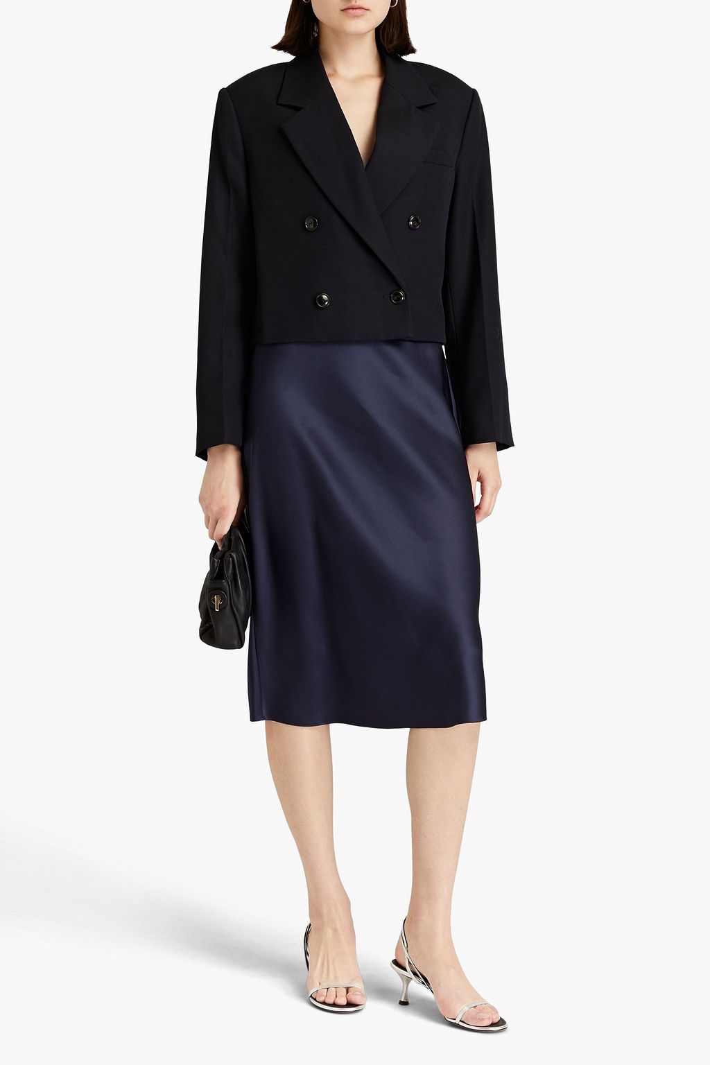 THEORY Satin midi skirt