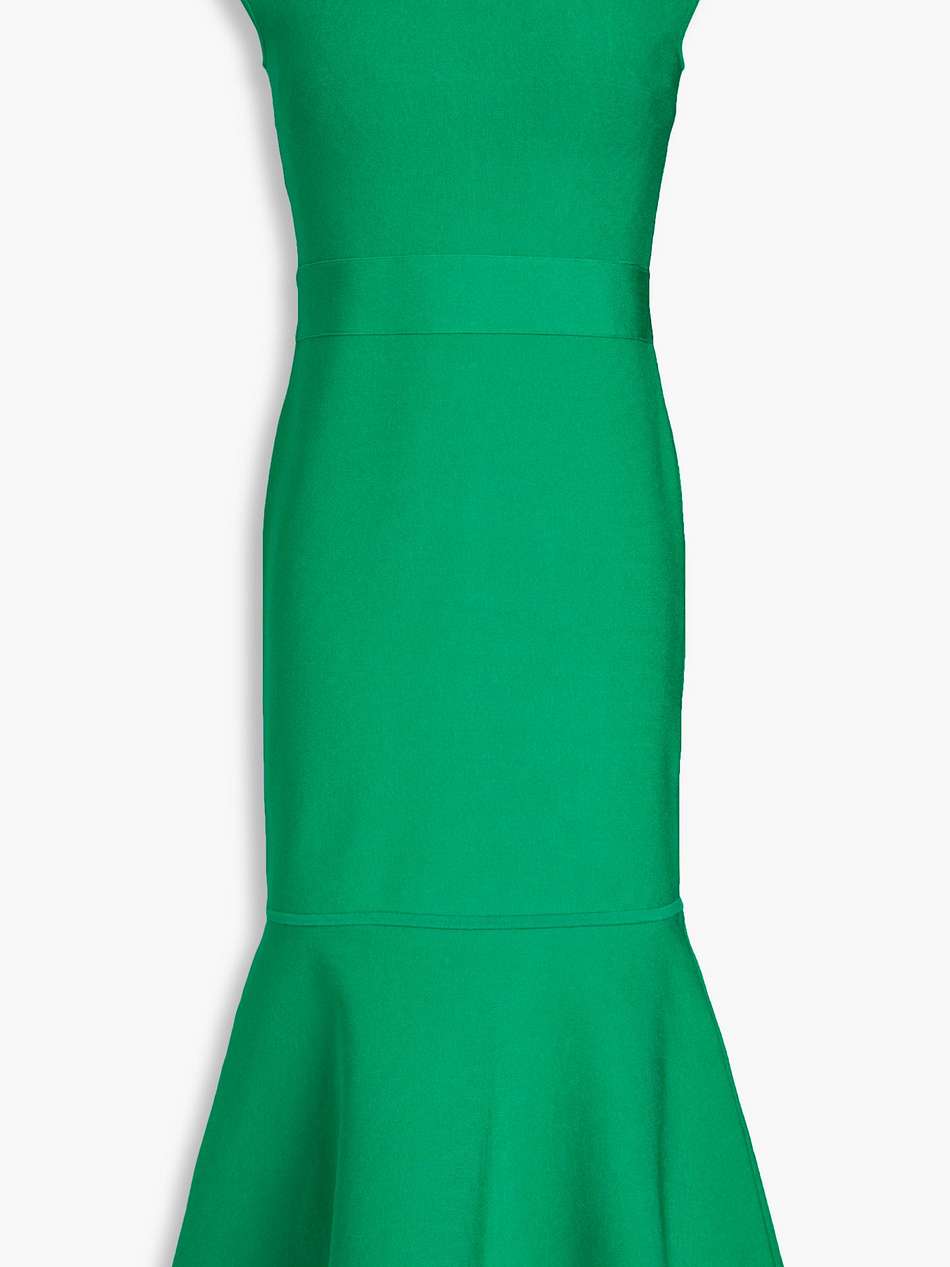 fluted stretch-knit midi dress