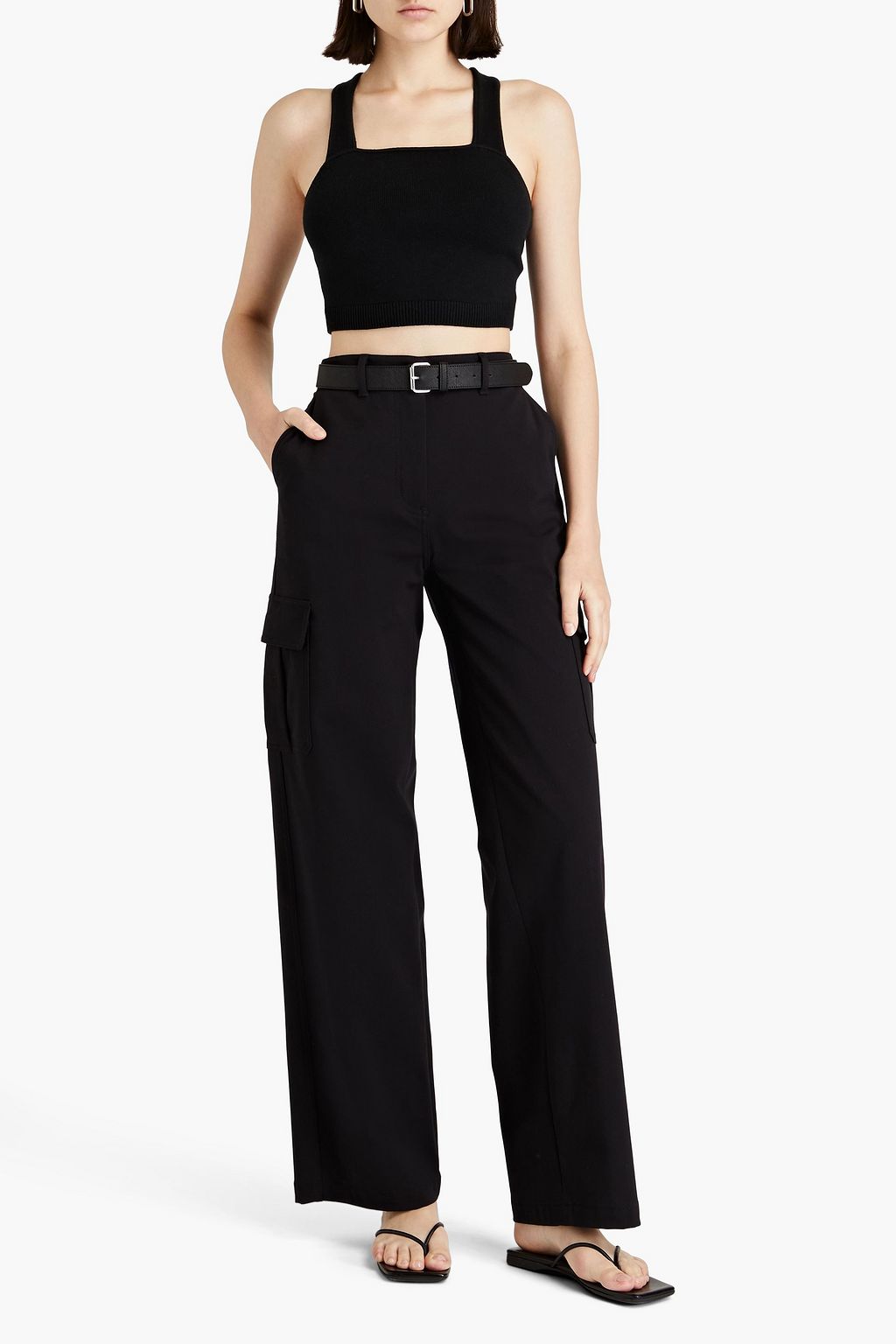 THEORY Cropped cotton-blend tank