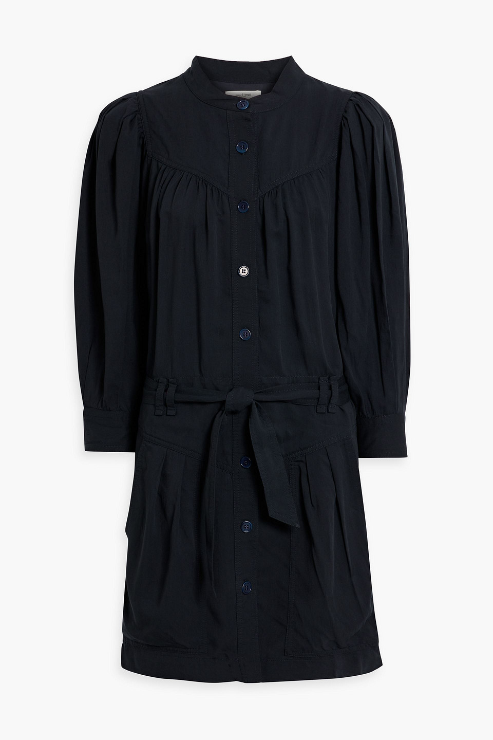 Isabel Marant Étoile Samira Belted Lyocell-blend Twill Mini Dress In Midnight Blue