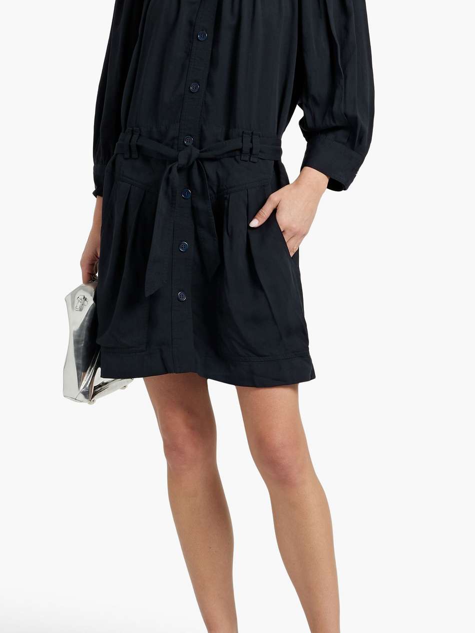 samira belted lyocell-blend twill mini dress