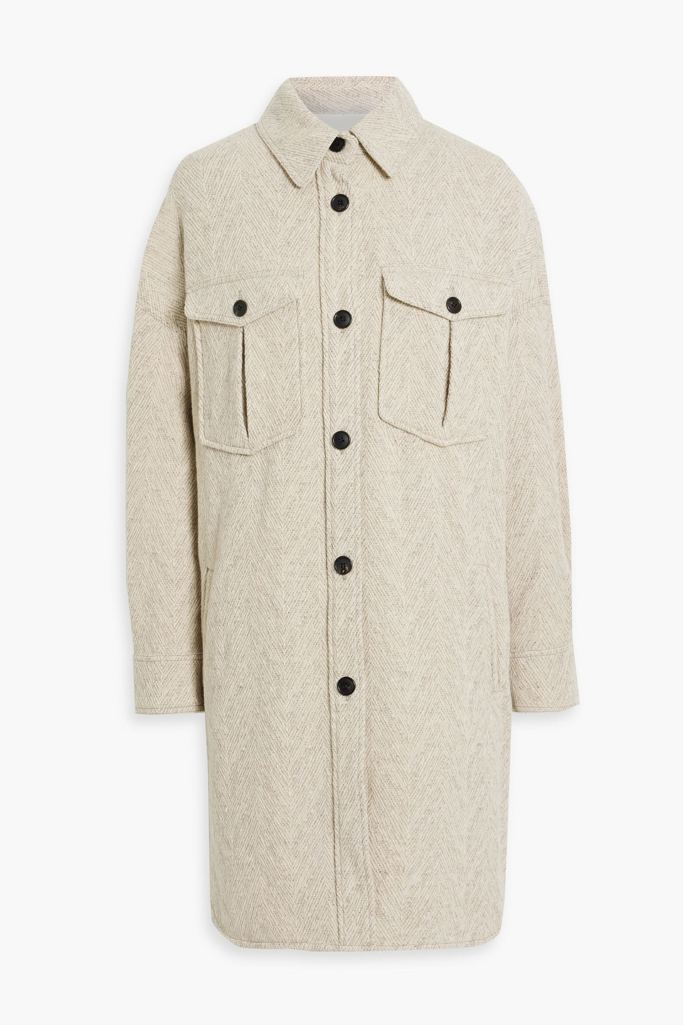 Isabel Marant Étoile Obira Herringbone Wool-blend Tweed Coat In Ecru