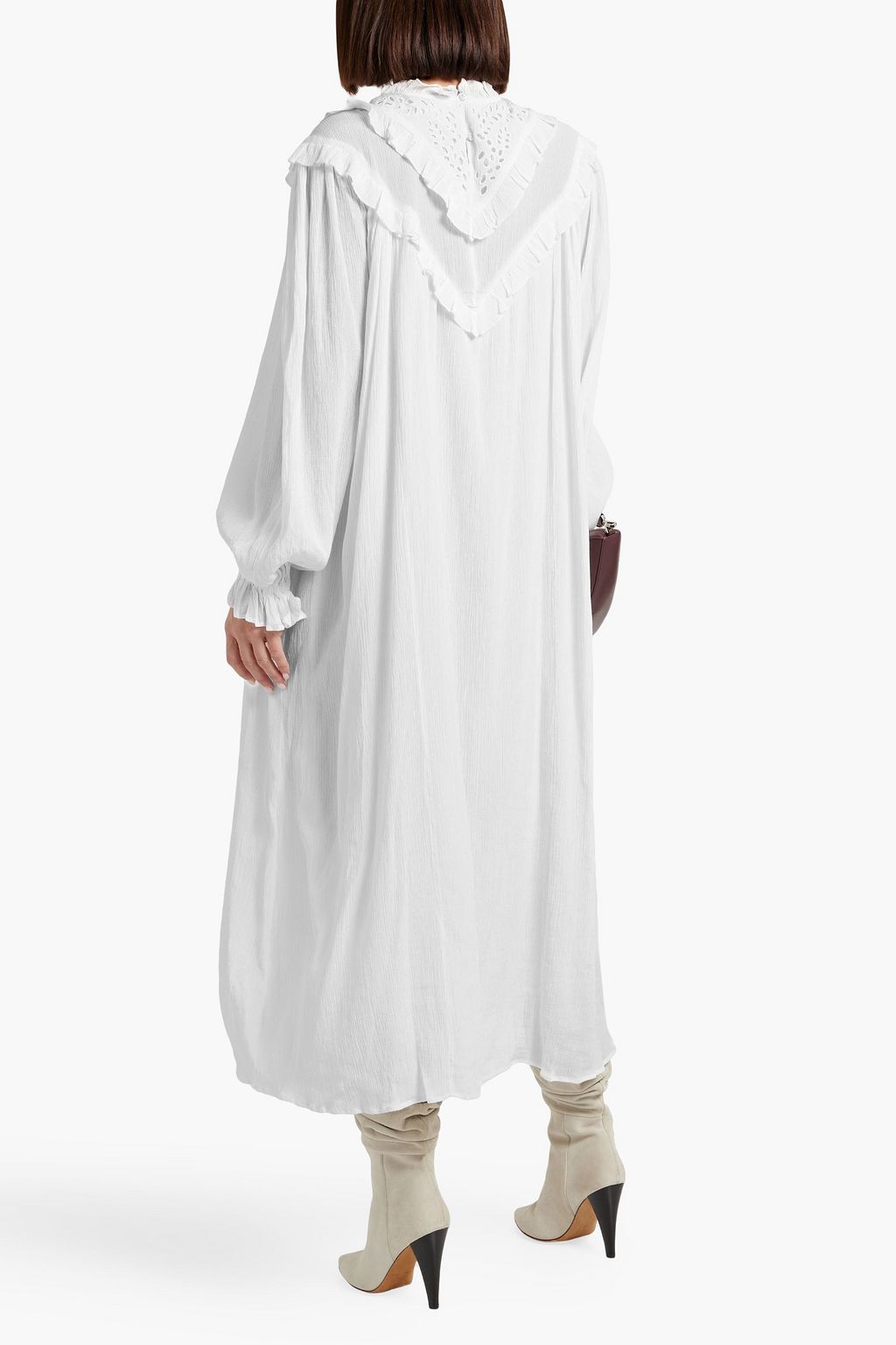 MARANT ÉTOILE Ibenia broderie anglaise-trimmed cotton-blend crepon midi dress