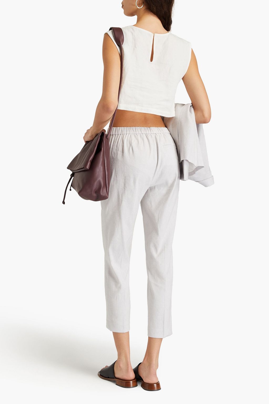 THEORY Treeca cropped linen-blend tapered pants