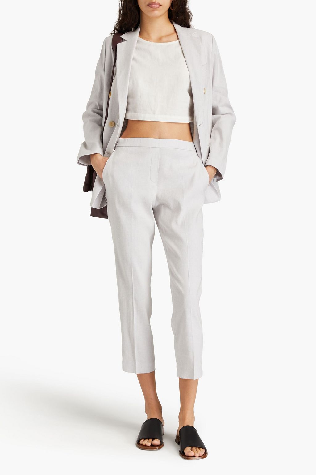 THEORY Treeca cropped linen-blend tapered pants
