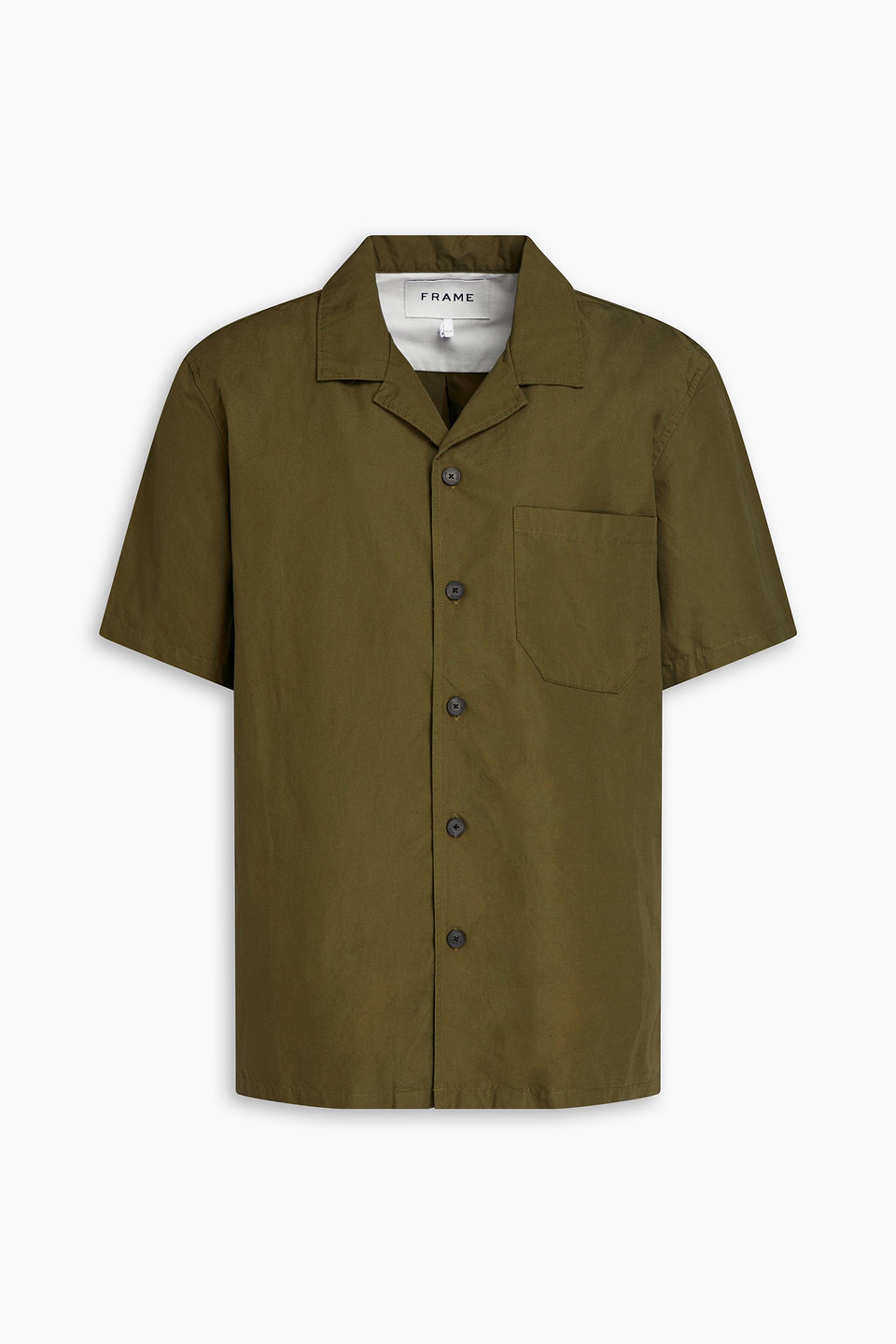Frame Cotton And Linen-blend Shirt In Army Green