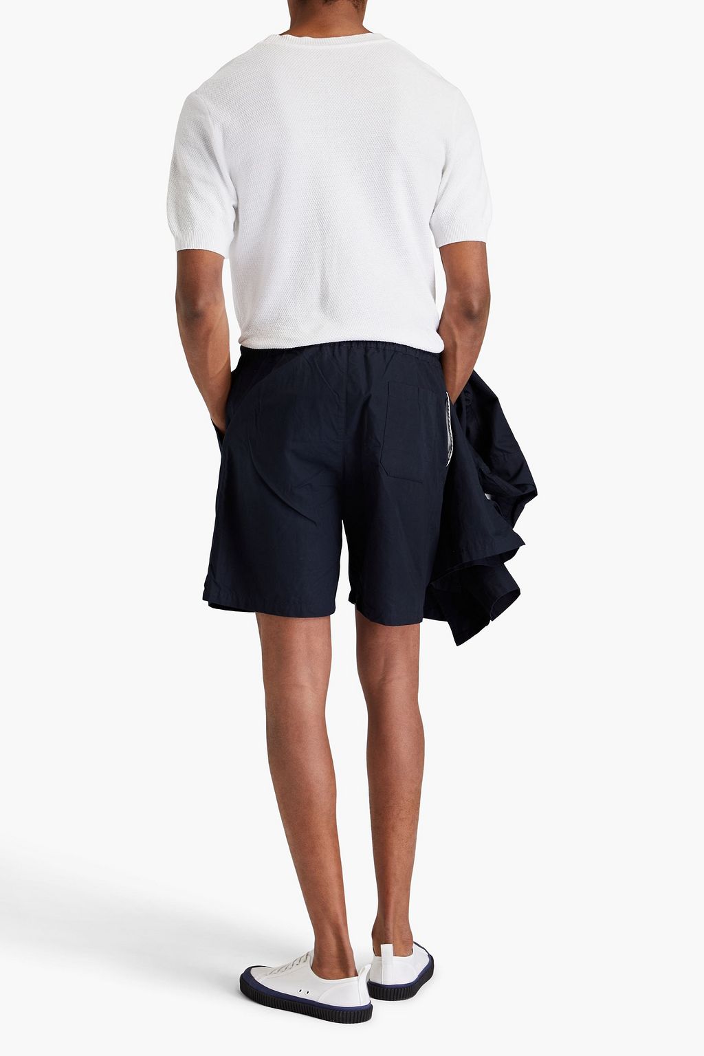 FRAME Cotton and linen-blend drawstring shorts