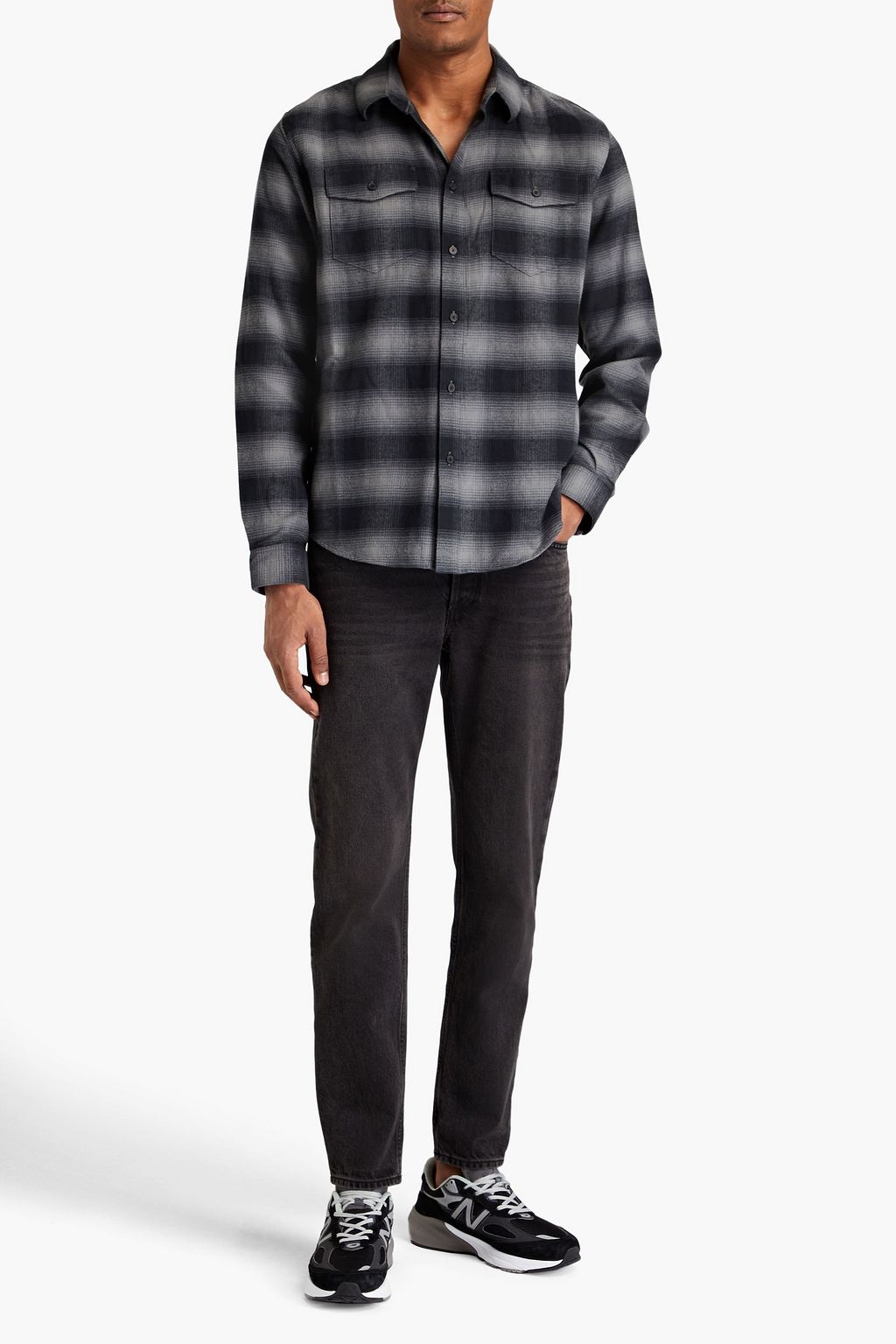 FRAME Checked cotton-flannel shirt