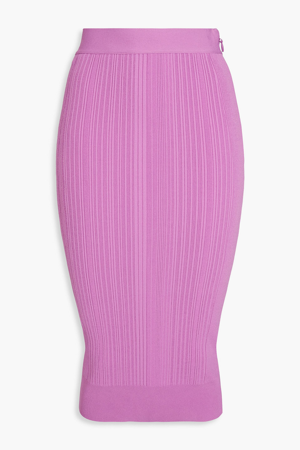 Herve Leger Ribbed-knit Midi Skirt In Lilac