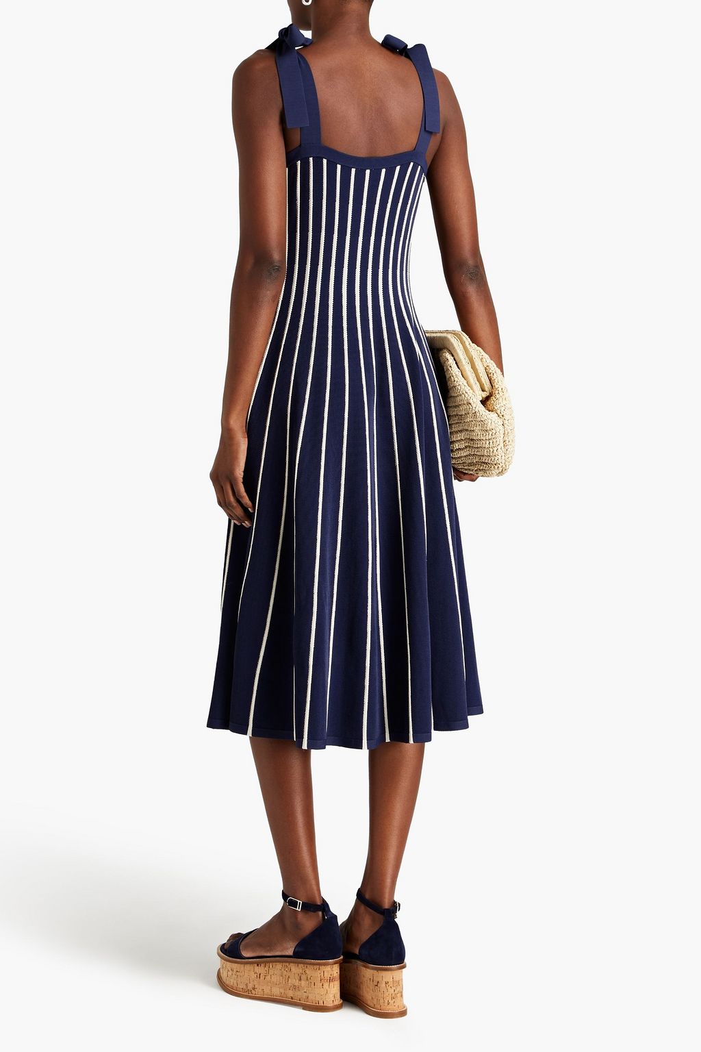 ZIMMERMANN Gestreiftes Midikleid aus Strick mit Schleife