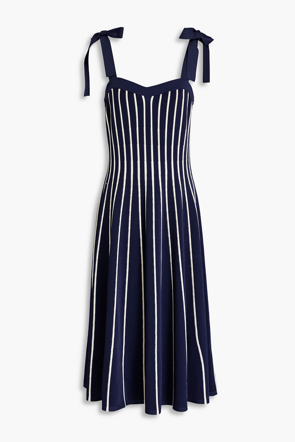Zimmermann - Bow-detailed striped knitted midi dress - Blue - 2