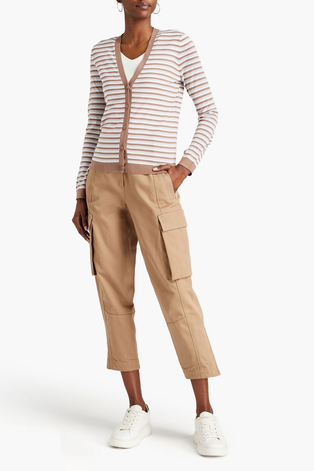 THEORY Cardigan aus einer Wollmischung mit Streifen
