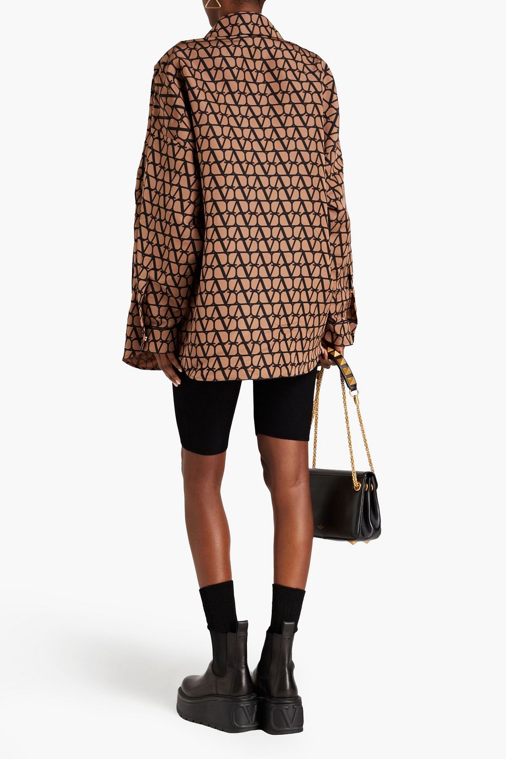 VALENTINO GARAVANI Oversized logo-print silk-ottoman shirt