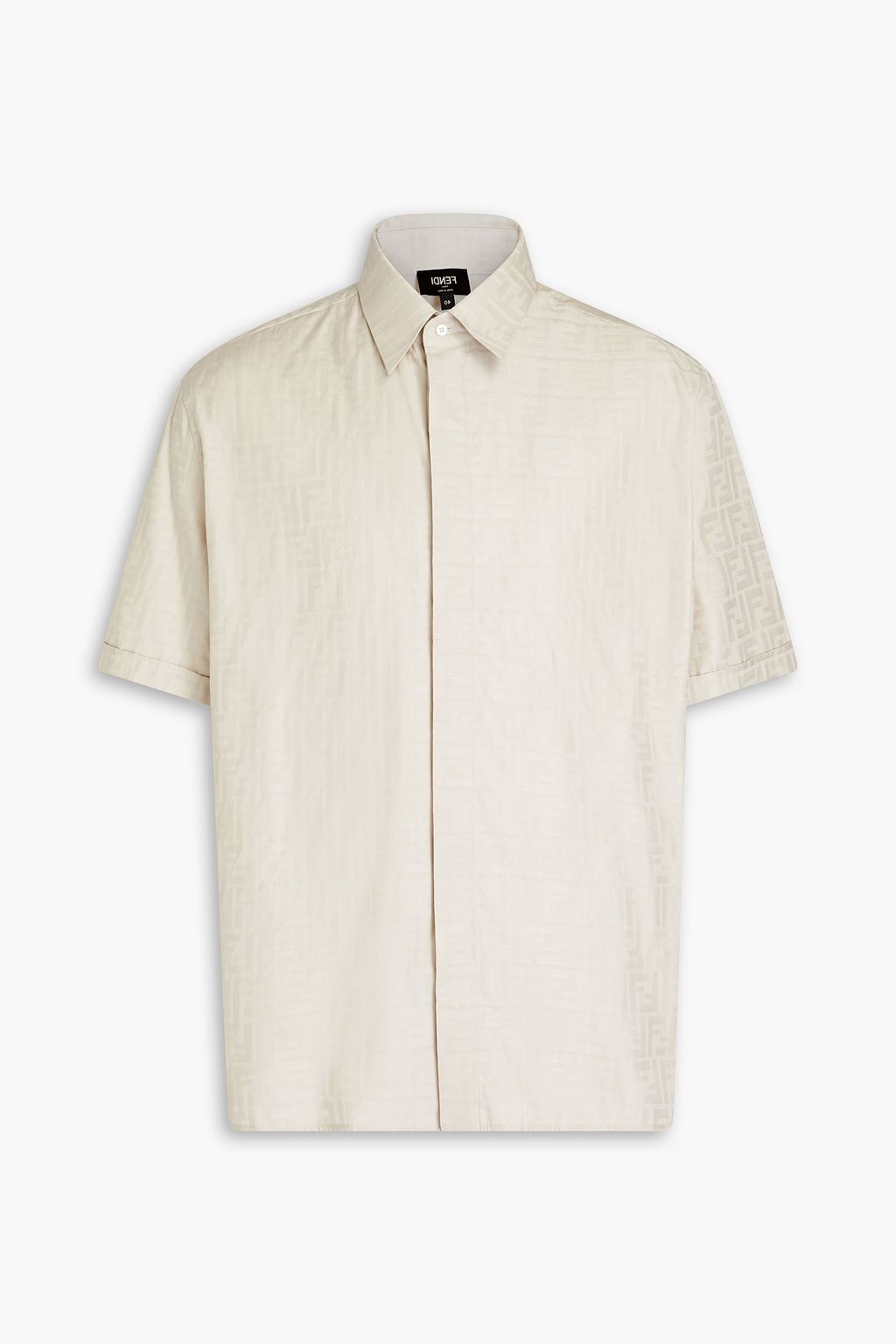 Cotton blend jacquard shirt stone 40cm