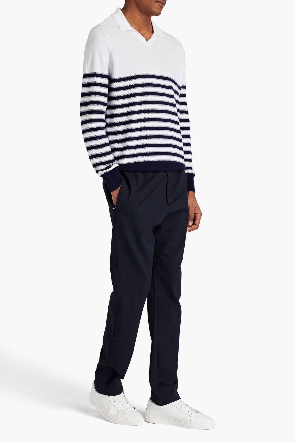 CANALI Striped cotton polo sweater