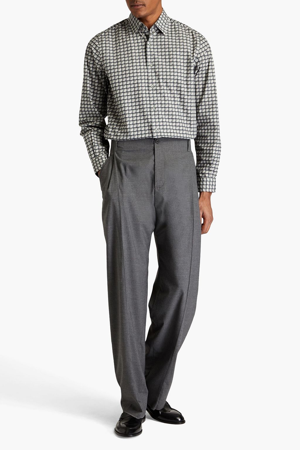 CANALI Printed cotton-poplin shirt