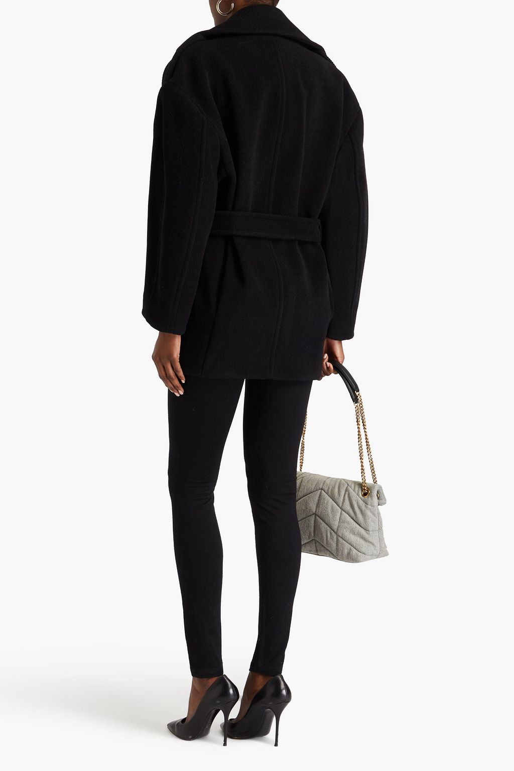 SAINT LAURENT Herringbone wool-felt coat