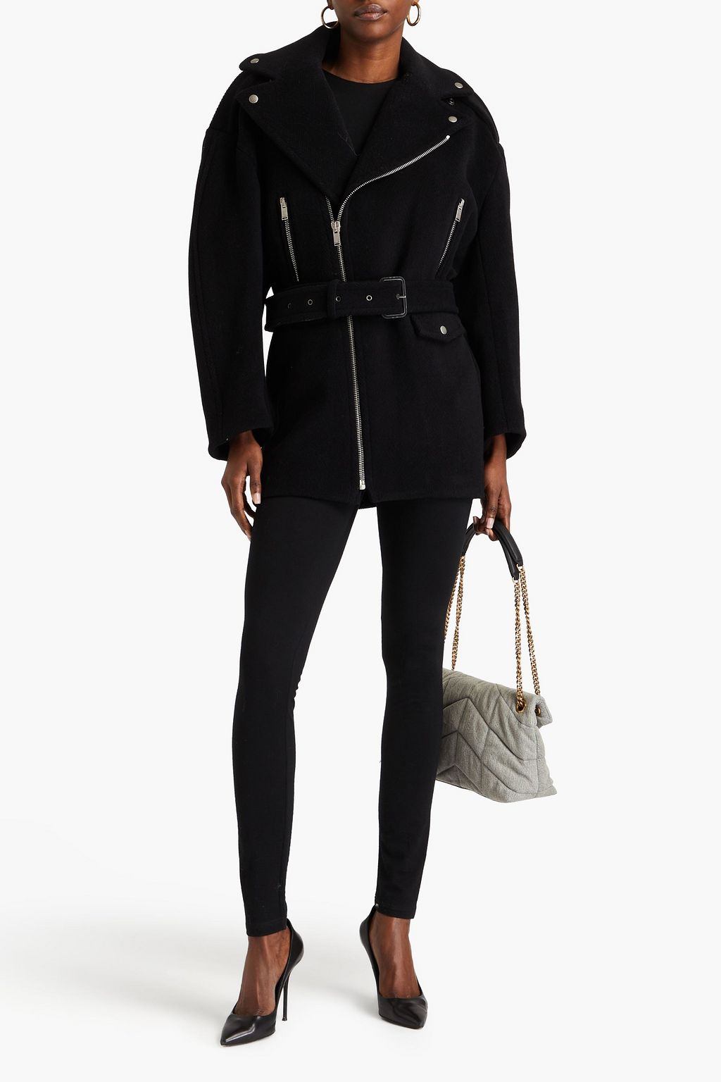 SAINT LAURENT Herringbone wool-felt coat