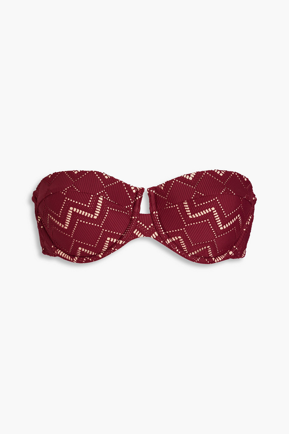 Zimmermann Pointelle-knit Bandeau Bikini Top In Burgundy