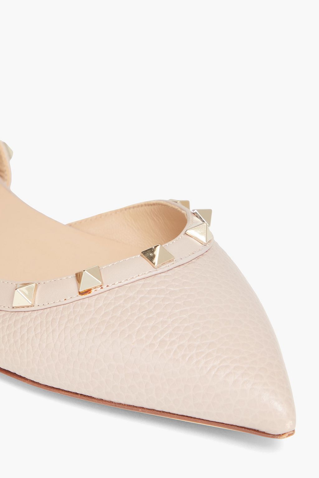 VALENTINO GARAVANI Rockstud pebbled-leather slingback point-toe flats