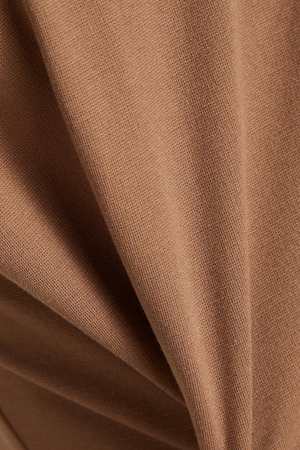 Sara Battaglia Jersey Turtleneck Top In Camel