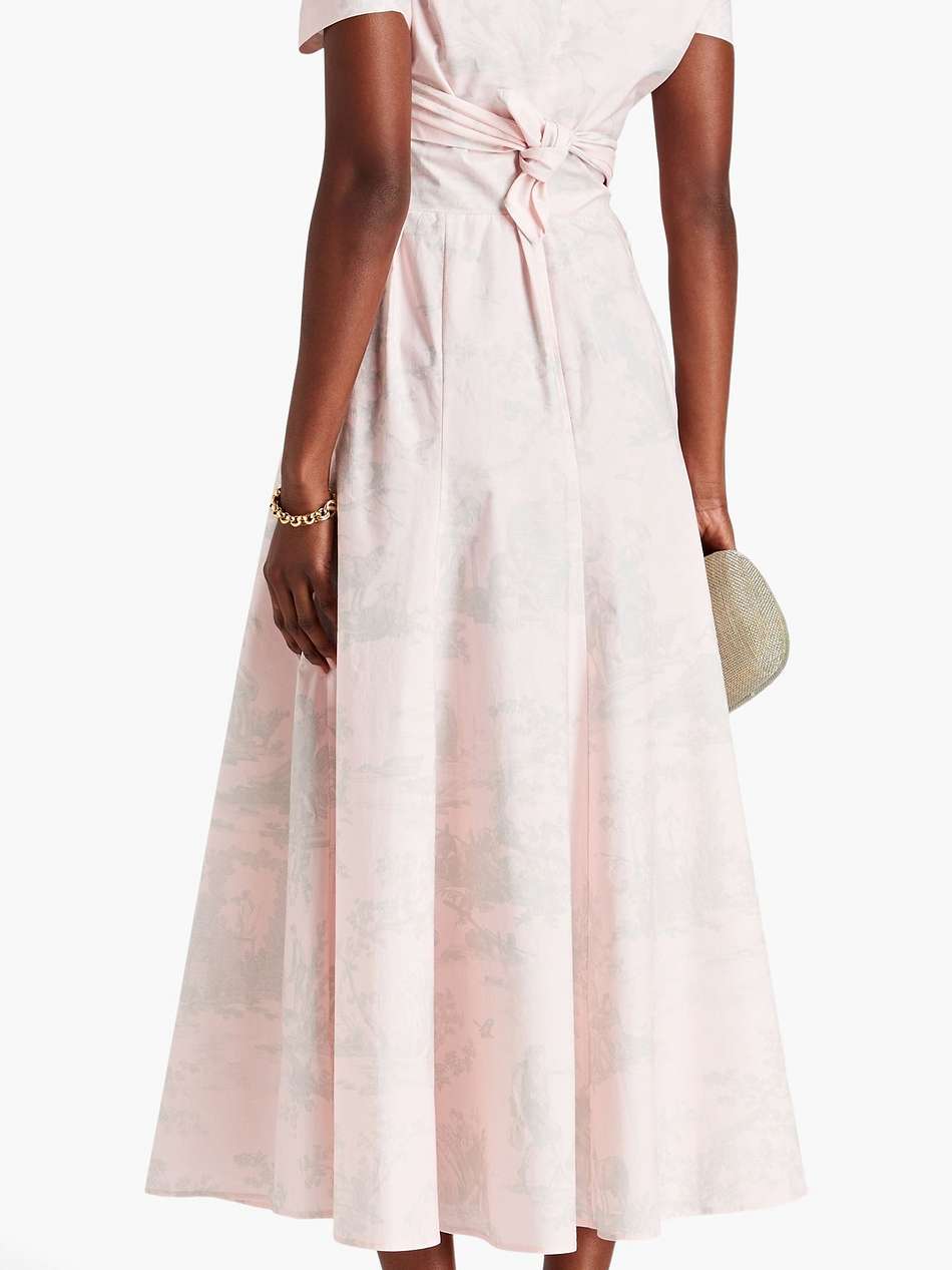 off-the-shoulder printed cotton-poplin midi dress