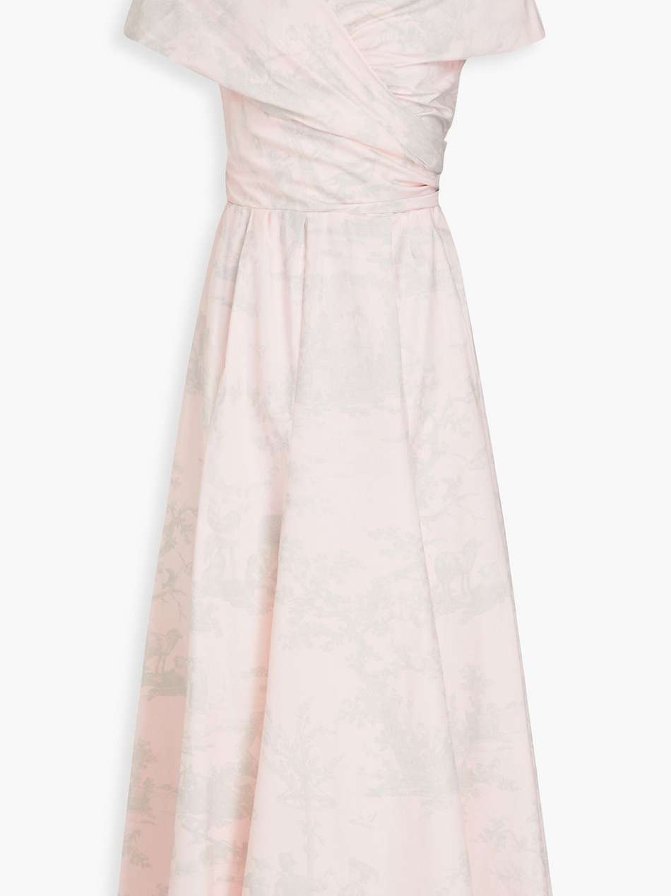 off-the-shoulder printed cotton-poplin midi dress