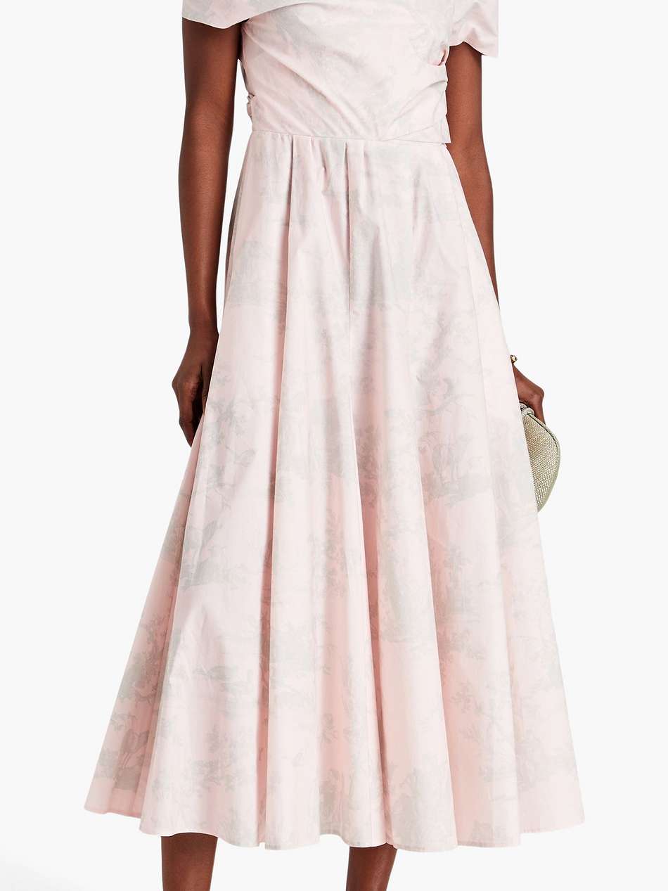 off-the-shoulder printed cotton-poplin midi dress