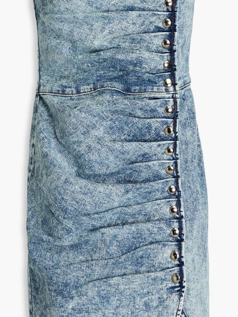 megh strapless pleated denim mini dress