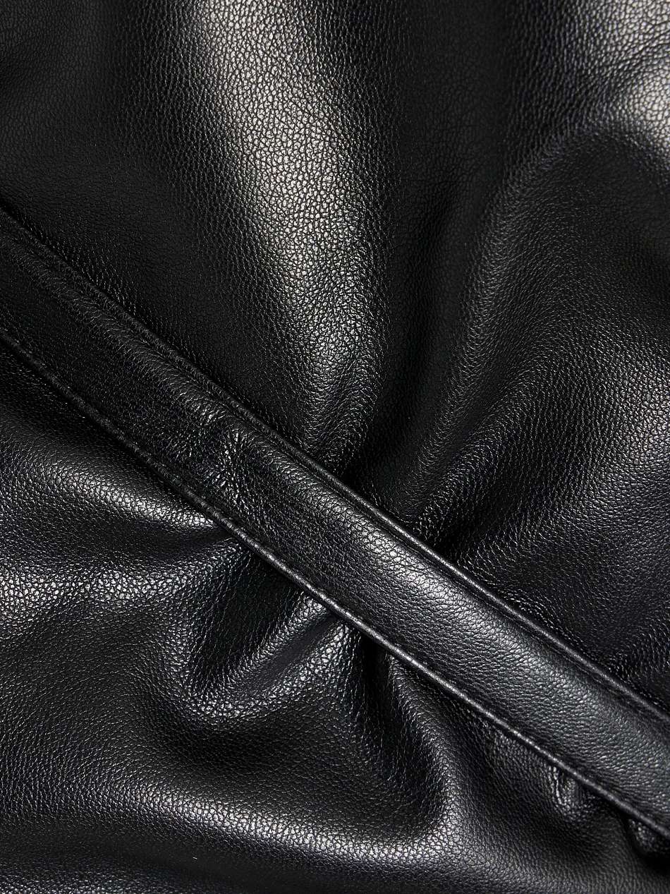 faux leather midi wrap dress