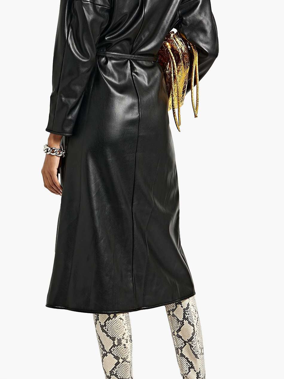 faux leather midi wrap dress