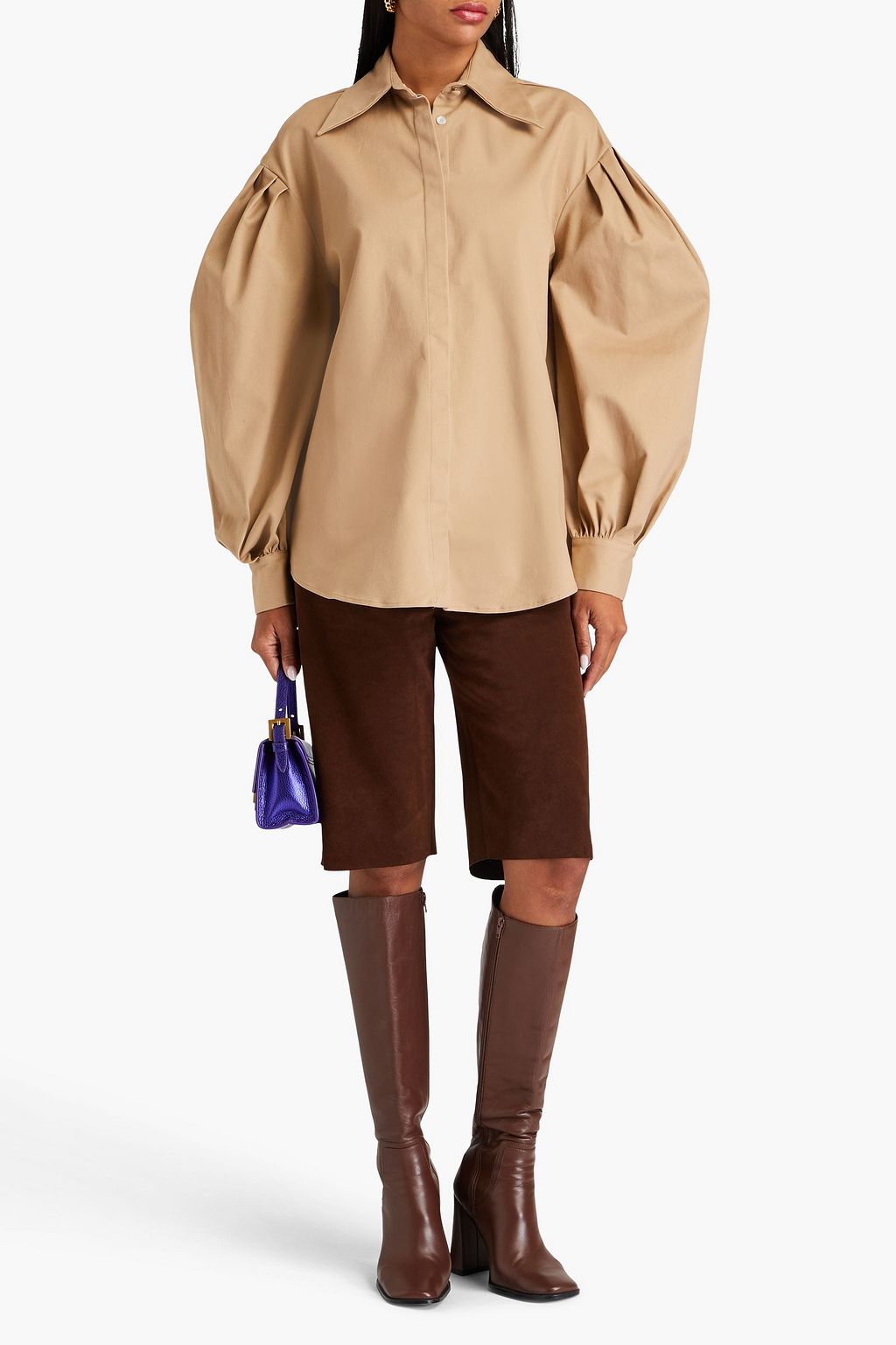 SARA BATTAGLIA Stretch cotton-twill shirt