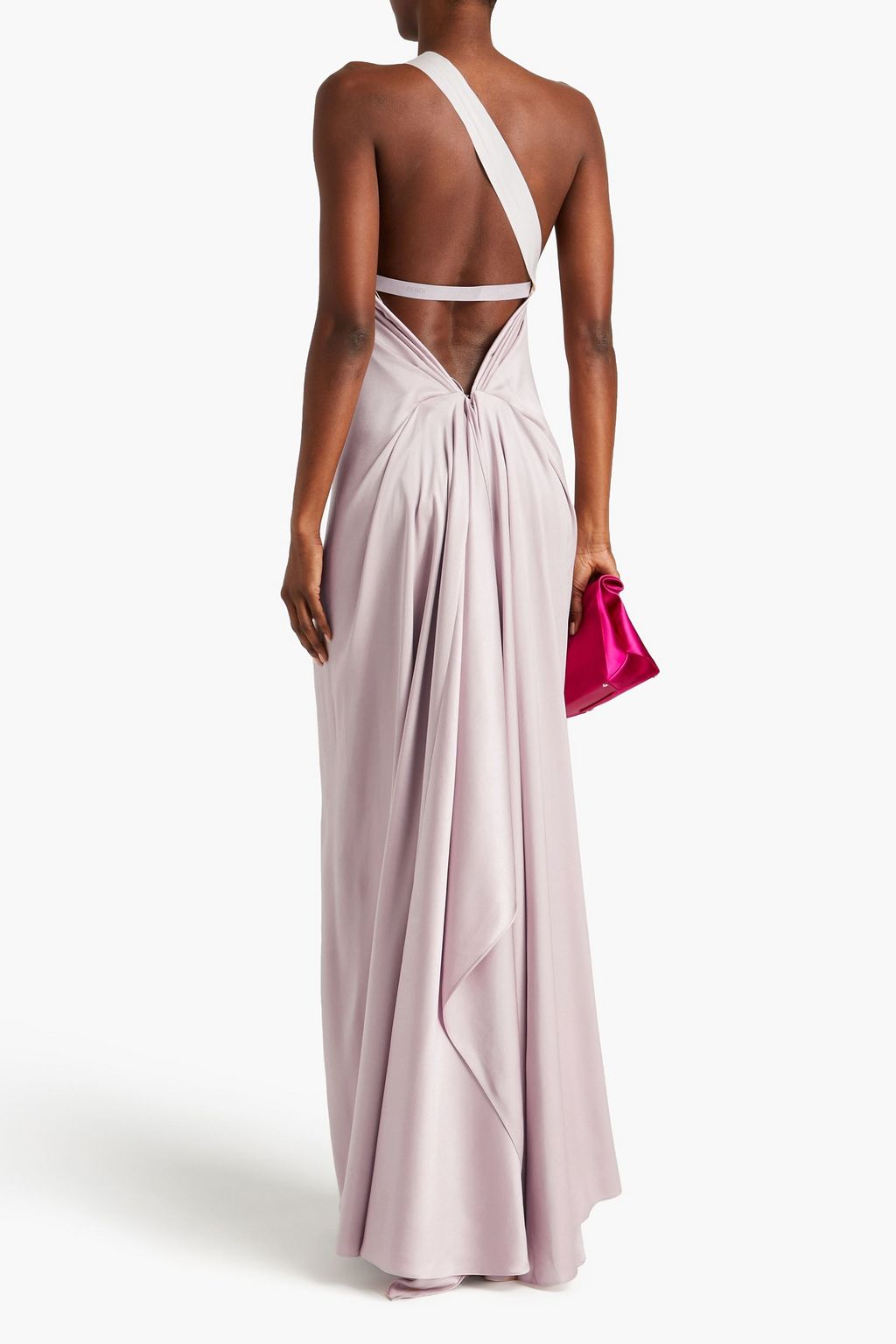 FENDI Draped pleated silk-satin gown