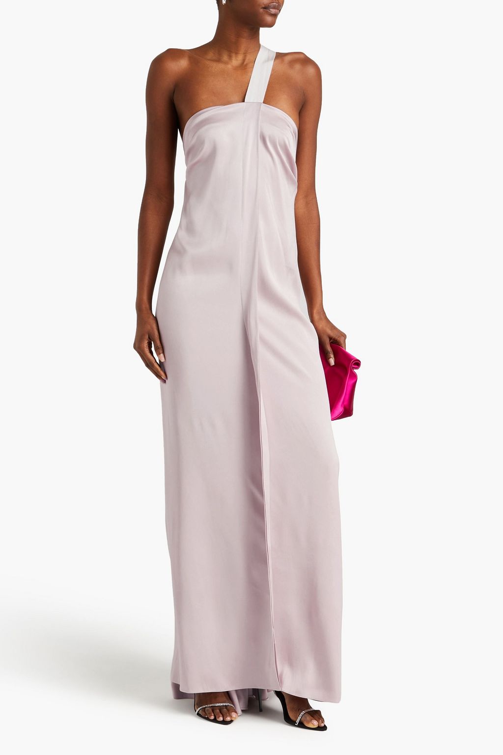 FENDI Draped pleated silk-satin gown