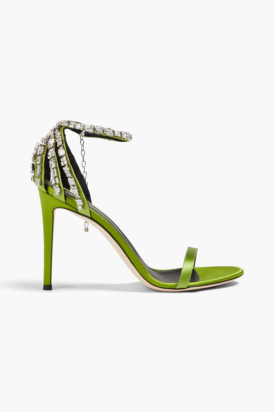 Giuseppe Zanotti - Crystal-embellished satin sandals - Green - EU 36