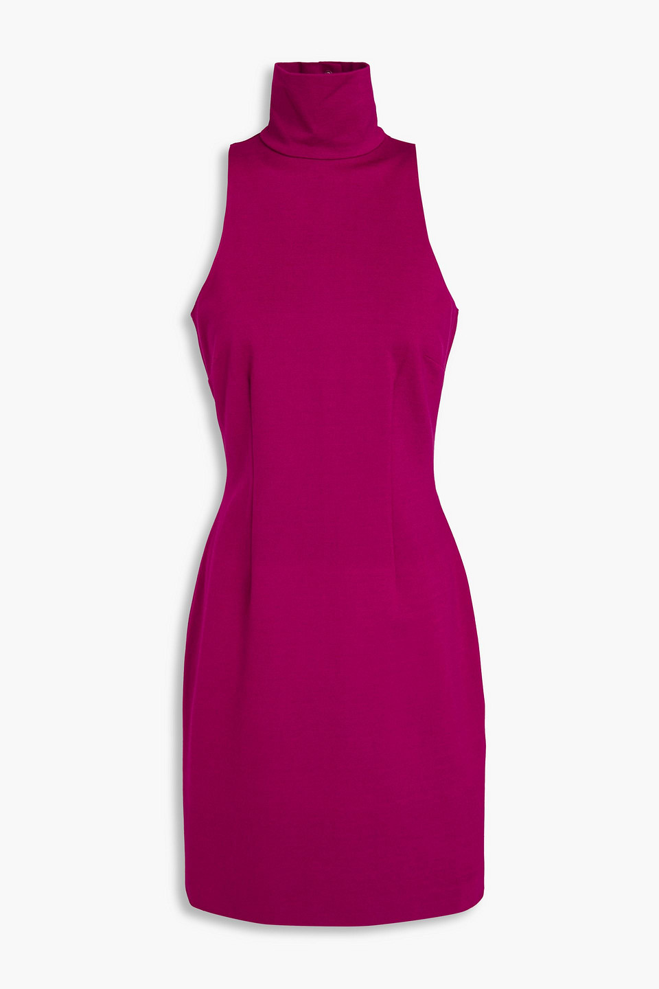 Sara Battaglia Jersey Turtleneck Mini Dress In Magenta