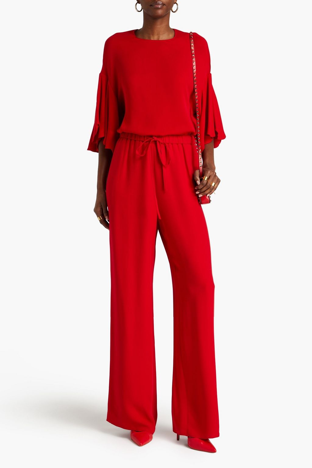 VALENTINO GARAVANI Silk-crepe wide-leg pants
