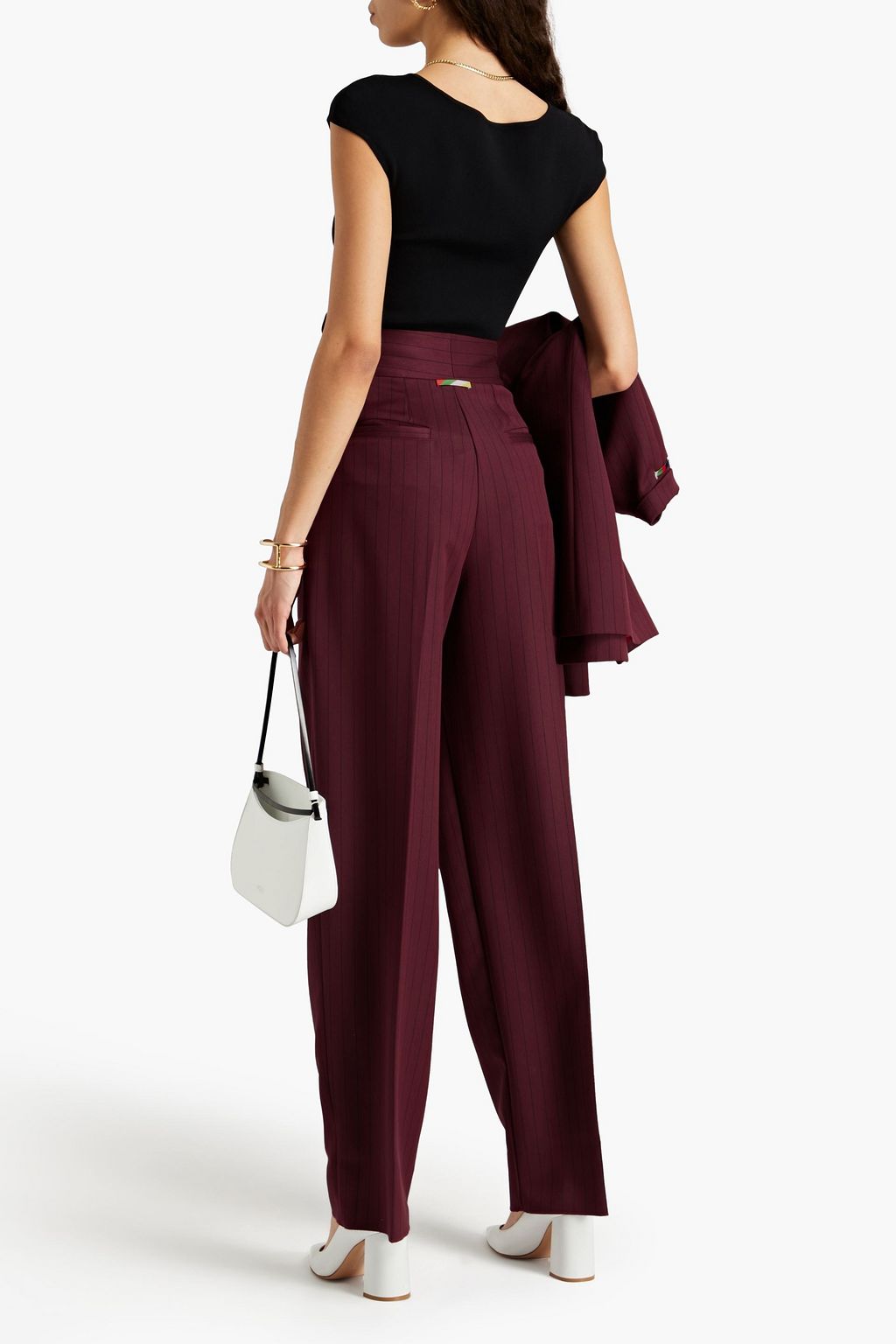 SARA BATTAGLIA Pinstriped twill wide-leg pants