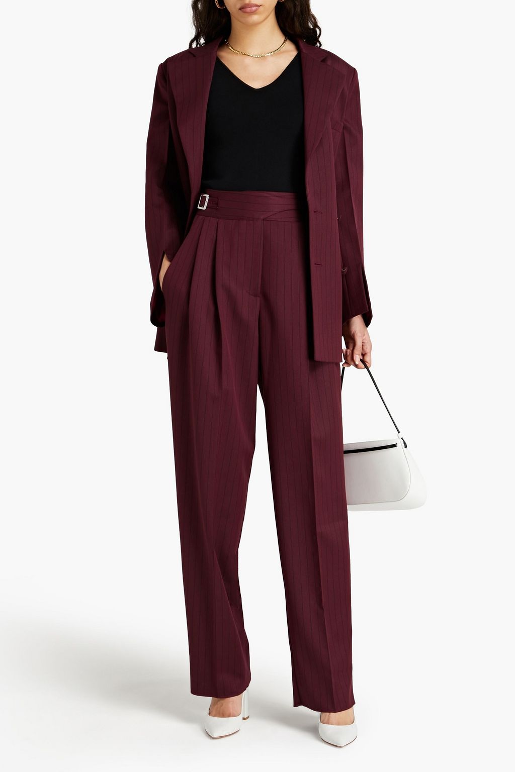 SARA BATTAGLIA Pinstriped twill wide-leg pants
