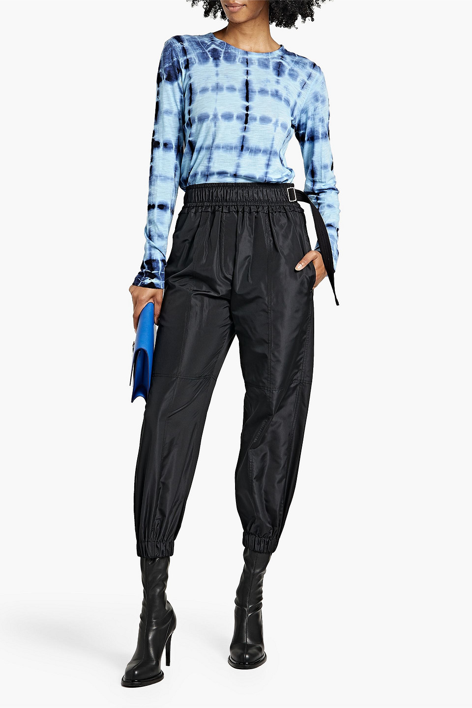 Shop Proenza Schouler Cropped Shell Track Pants In Black