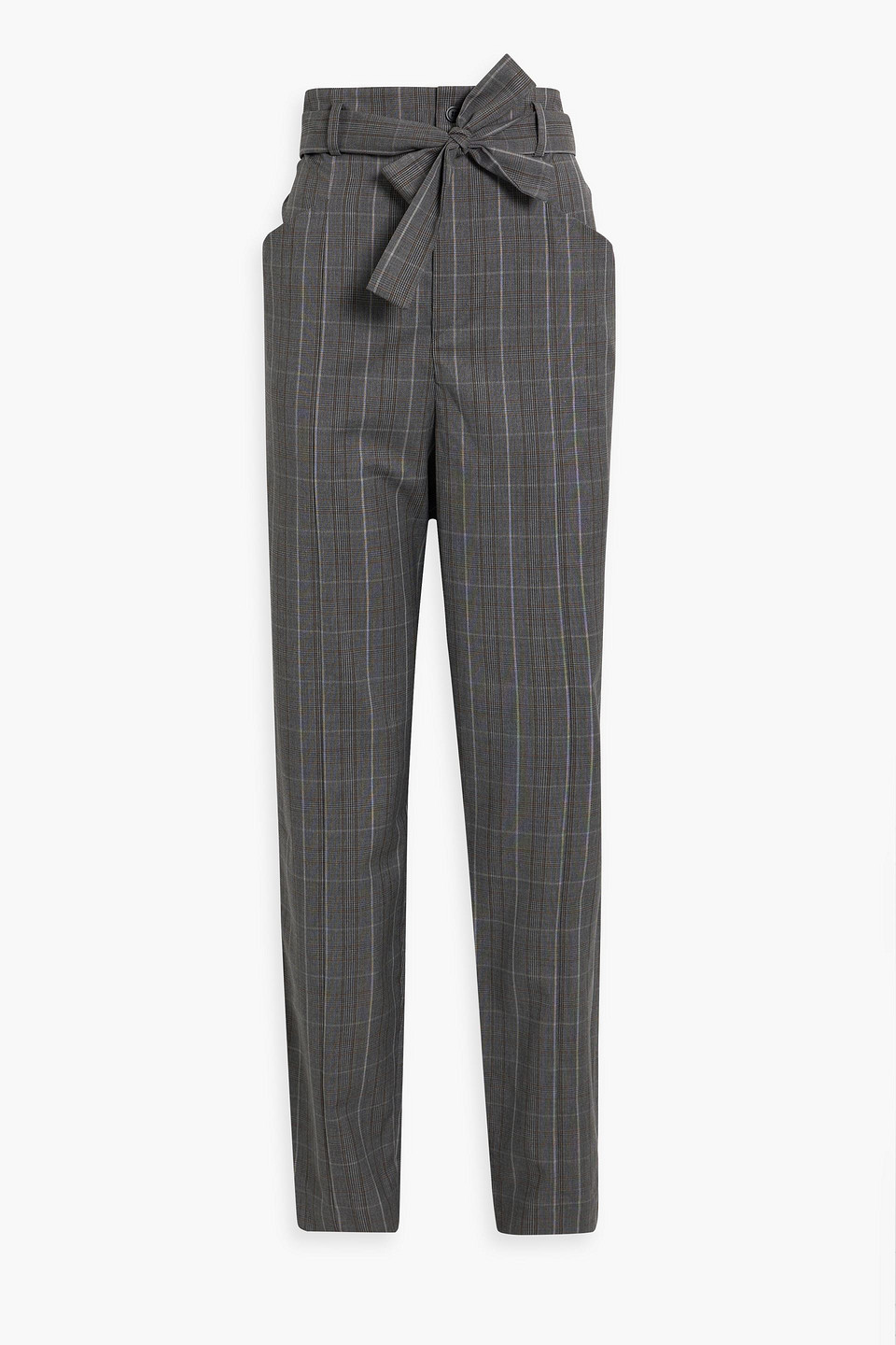 Marant Etoile Vittoria Prince Of Wales Checked Wool Tapered Pants In Gray