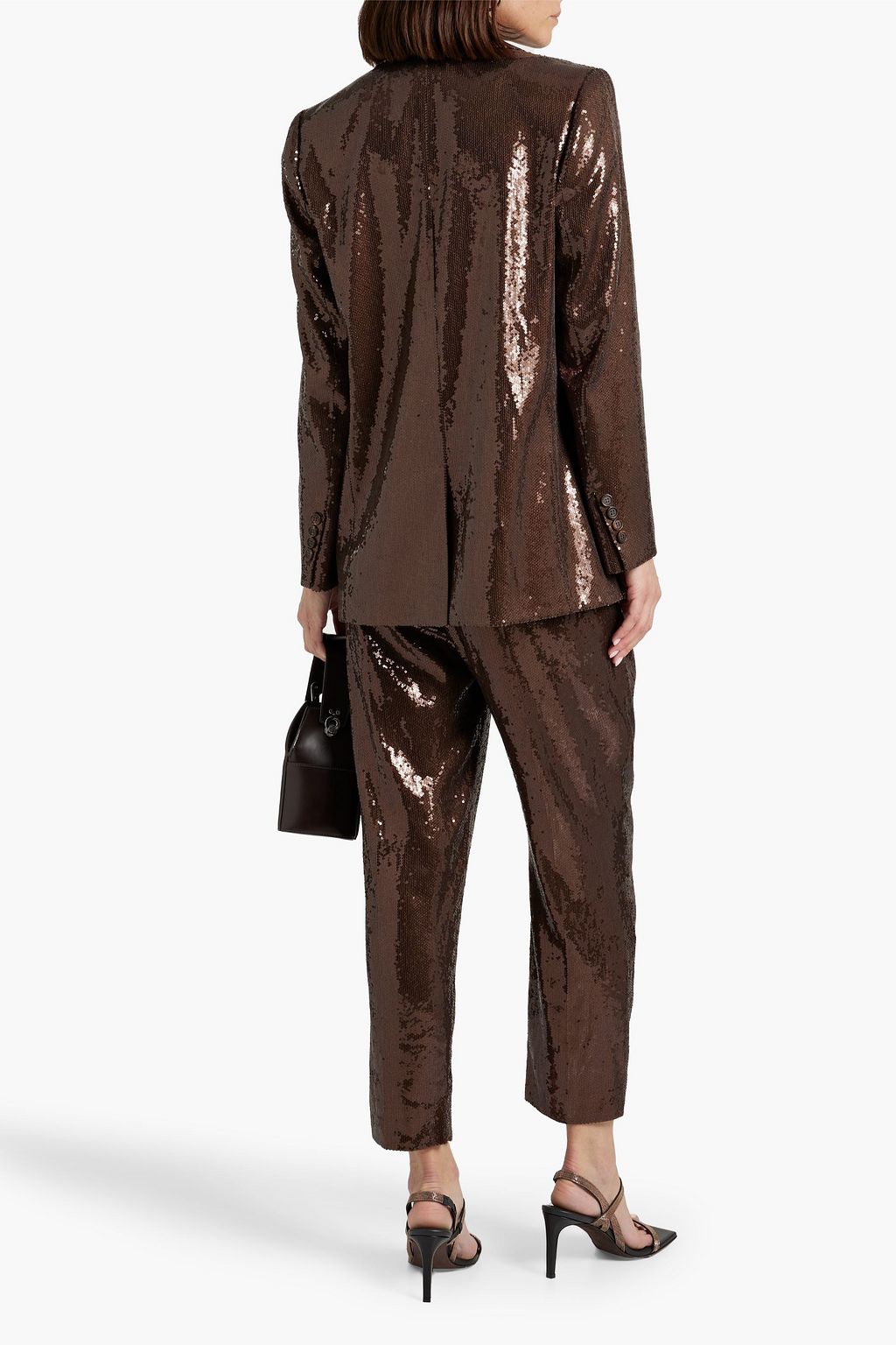 BRUNELLO CUCINELLI Double-breasted sequined satin suit