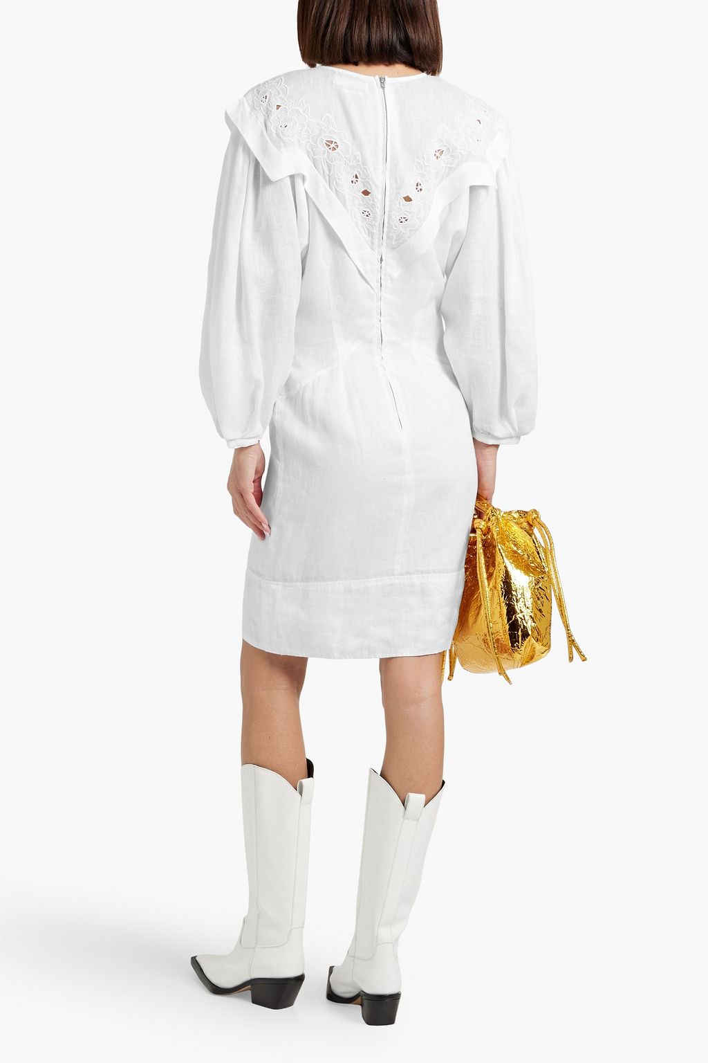 MARANT ÉTOILE Elysian guipure lace-paneled linen dress