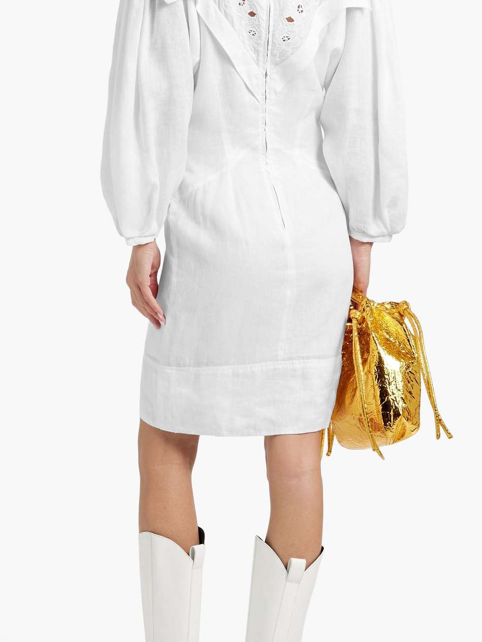 elysian guipure lace-paneled linen dress