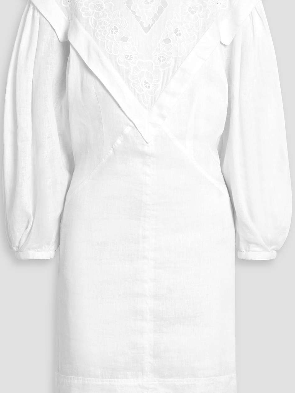 elysian guipure lace-paneled linen dress