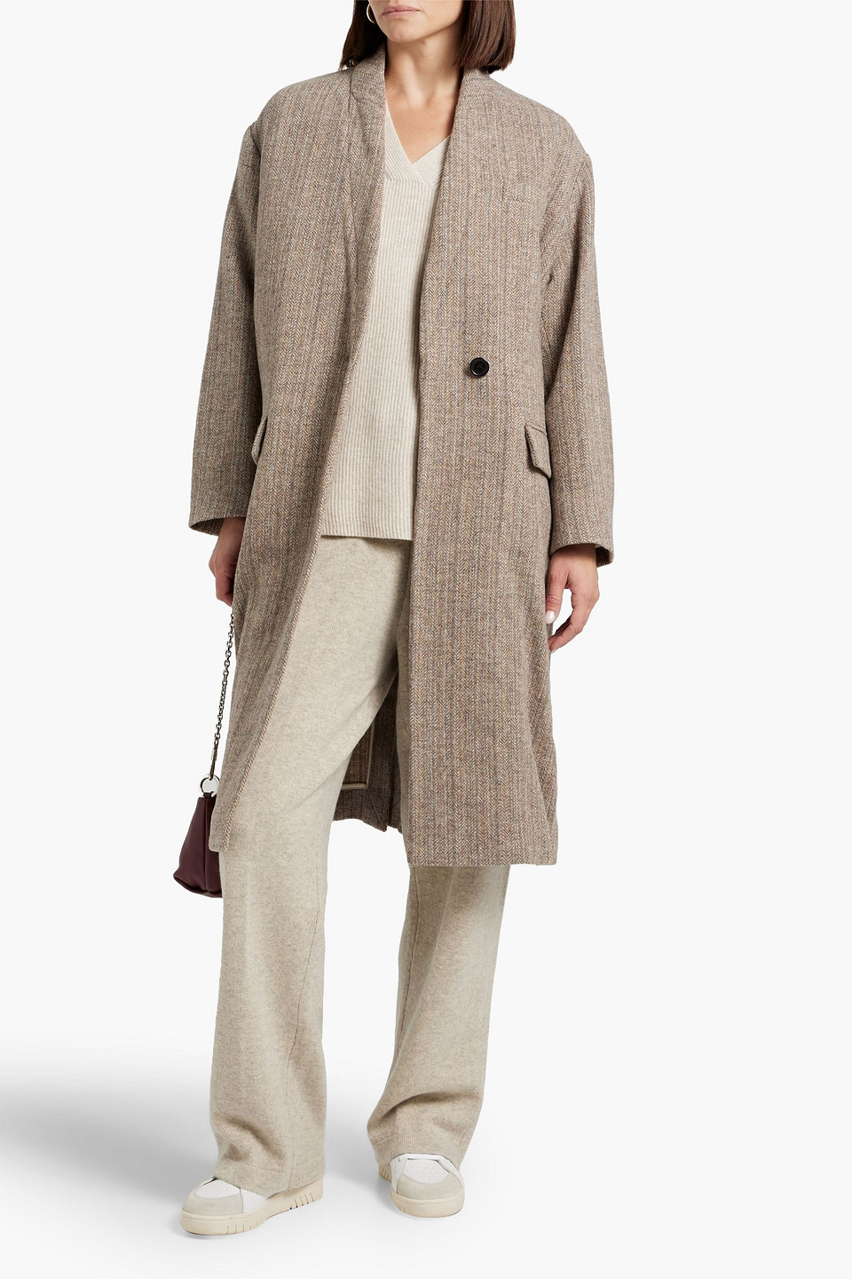 ISABEL MARANT ÉTOILE HENLO HERRINGBONE WOOL- TWEED COAT