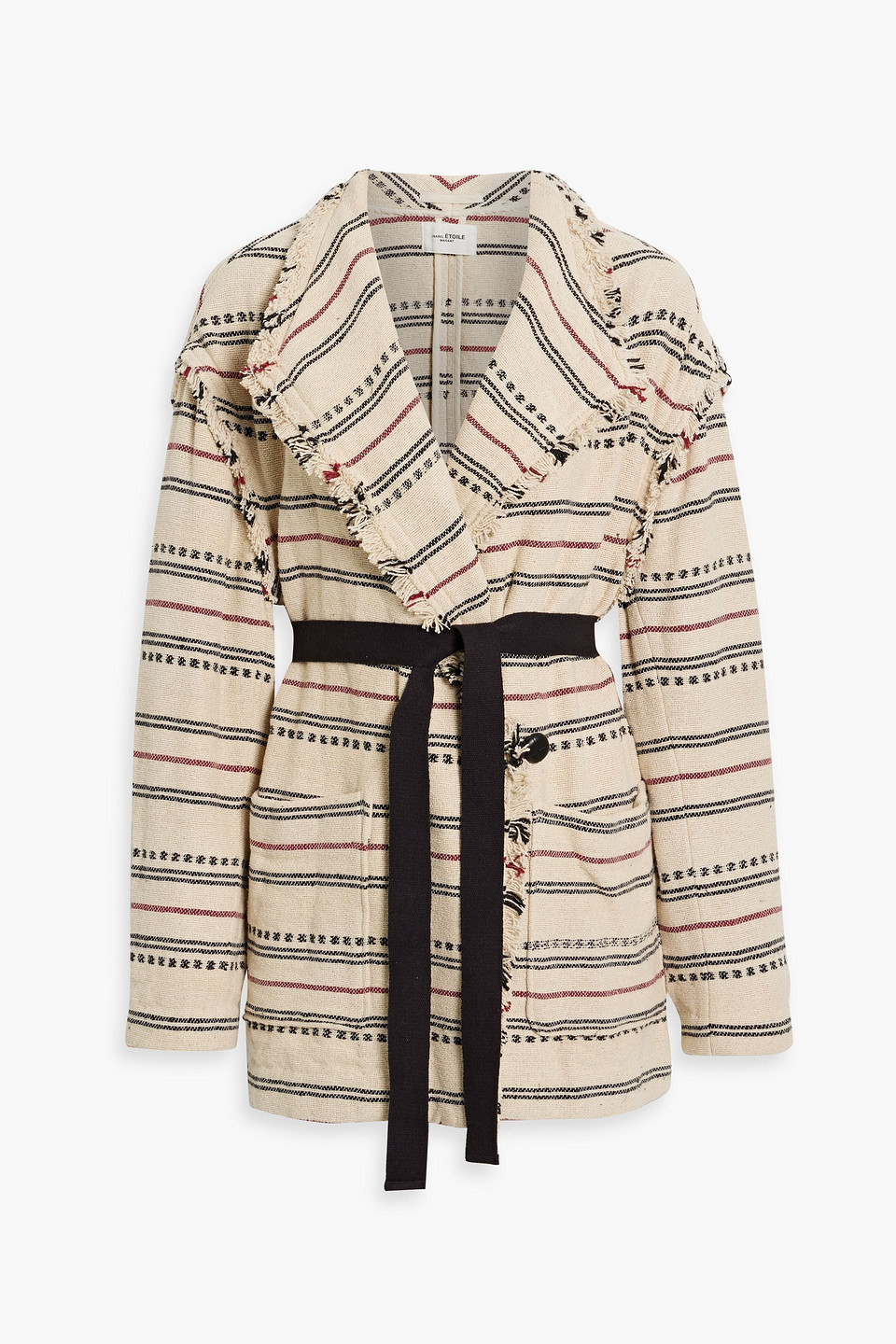 Isabel Marant Étoile Josialo Belted Frayed Cotton-blend Jacquard Coat In Ecru