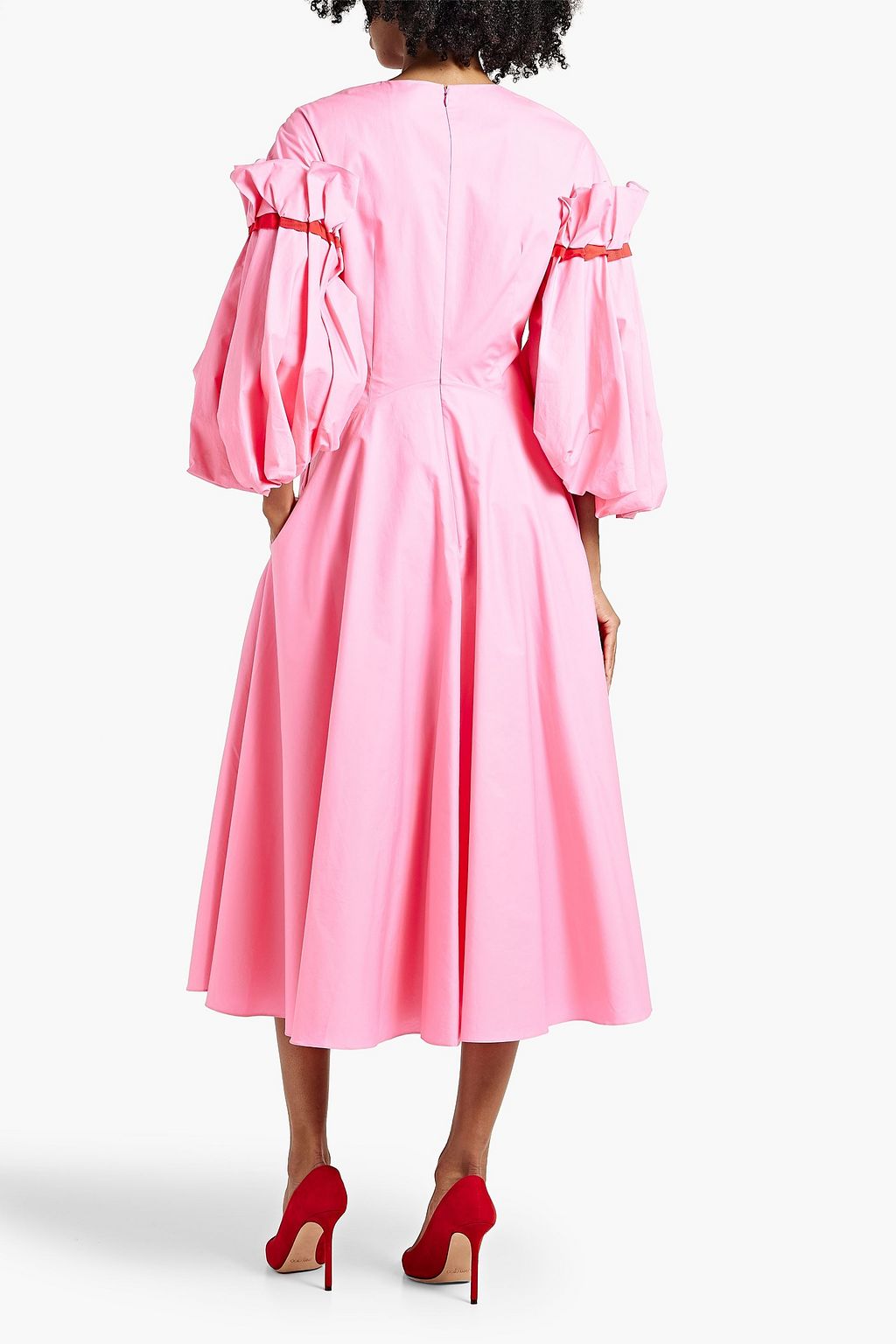 ROKSANDA Midikleid aus Baumwollpopeline mit Rüschen