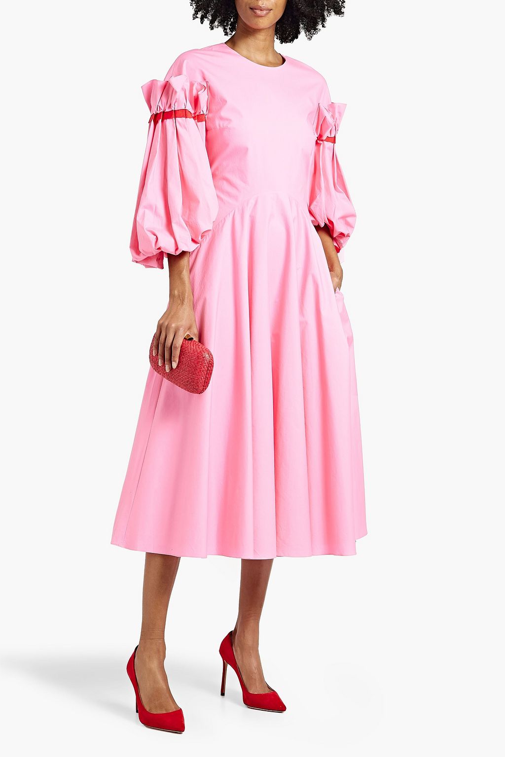 ROKSANDA Midikleid aus Baumwollpopeline mit Rüschen