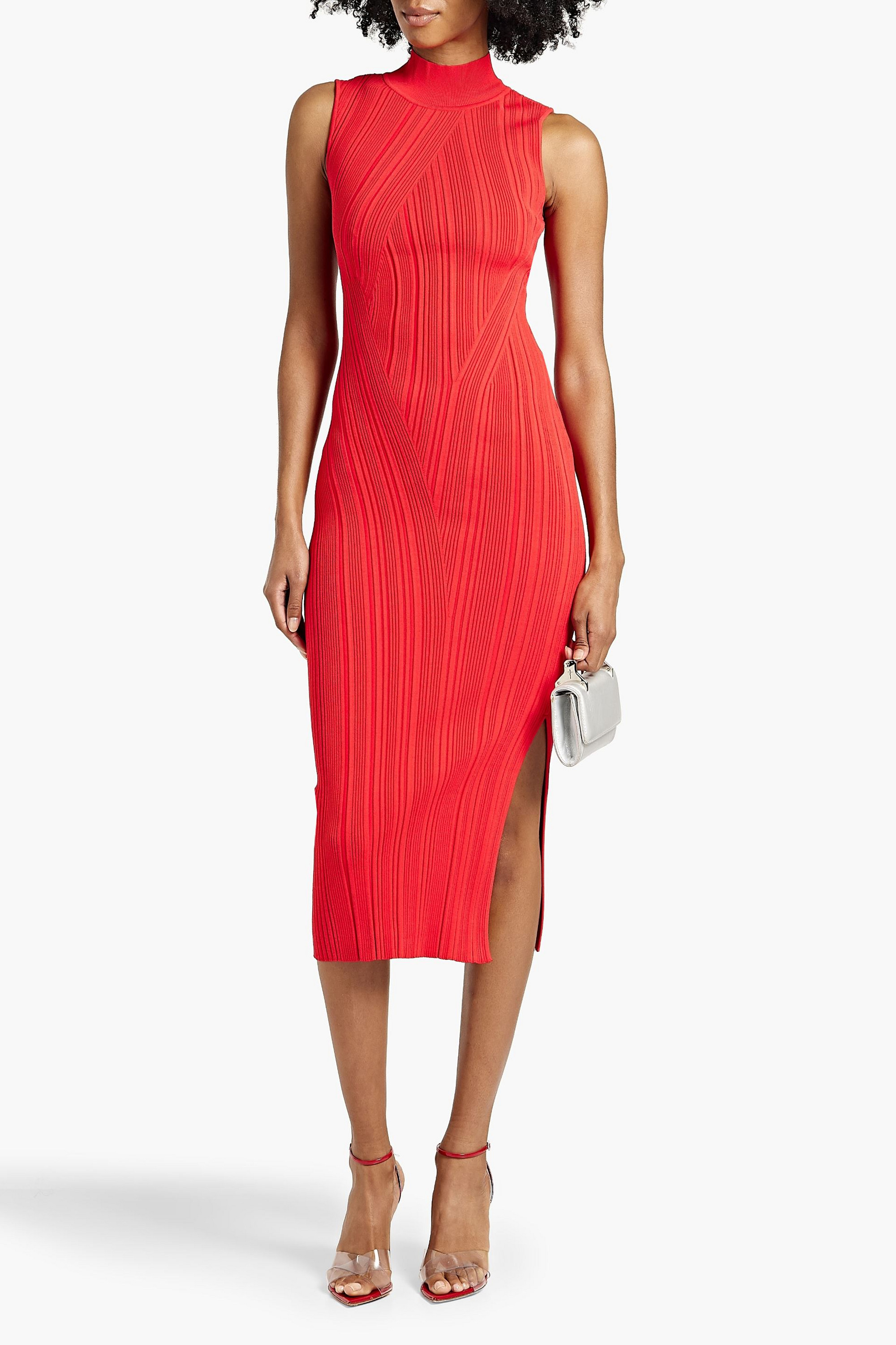 Herve Leger Ribbed-knit midi dress